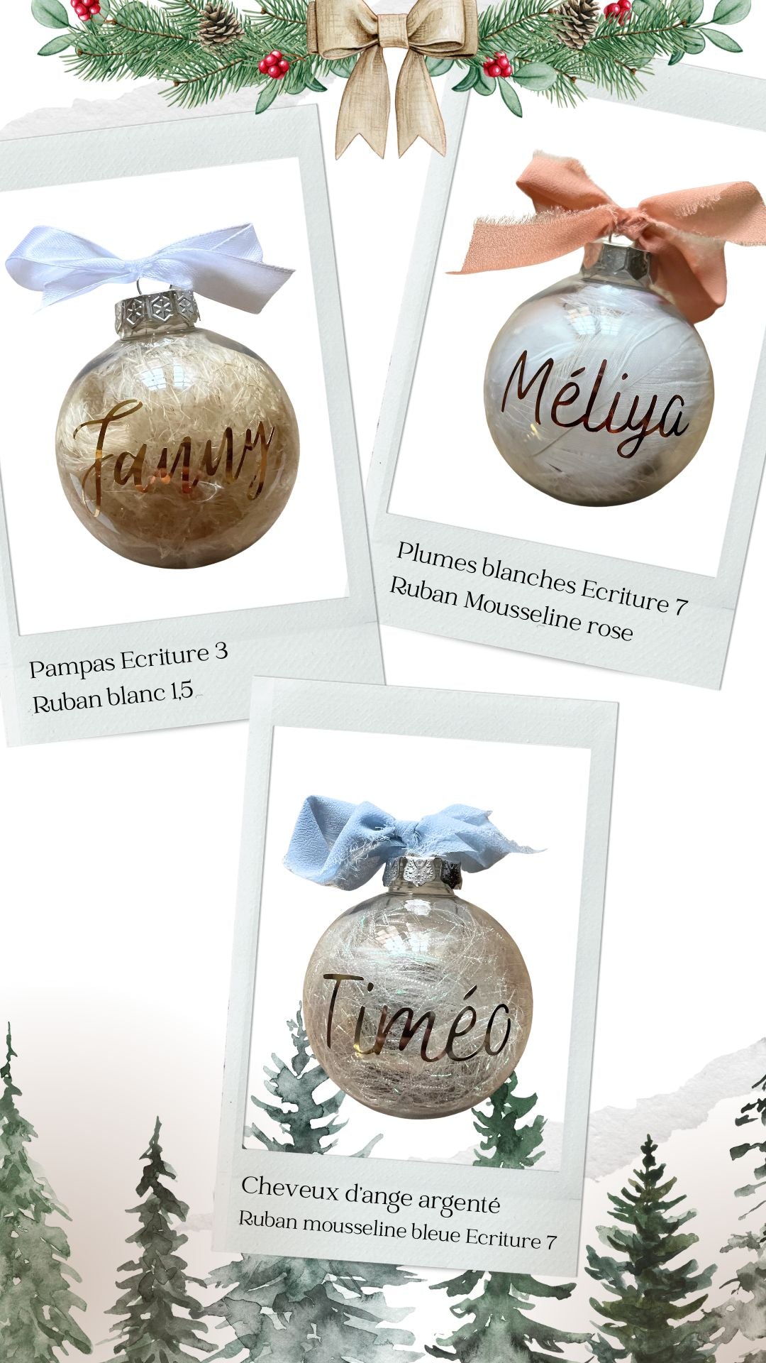 Boule de noël transparente personnalisée