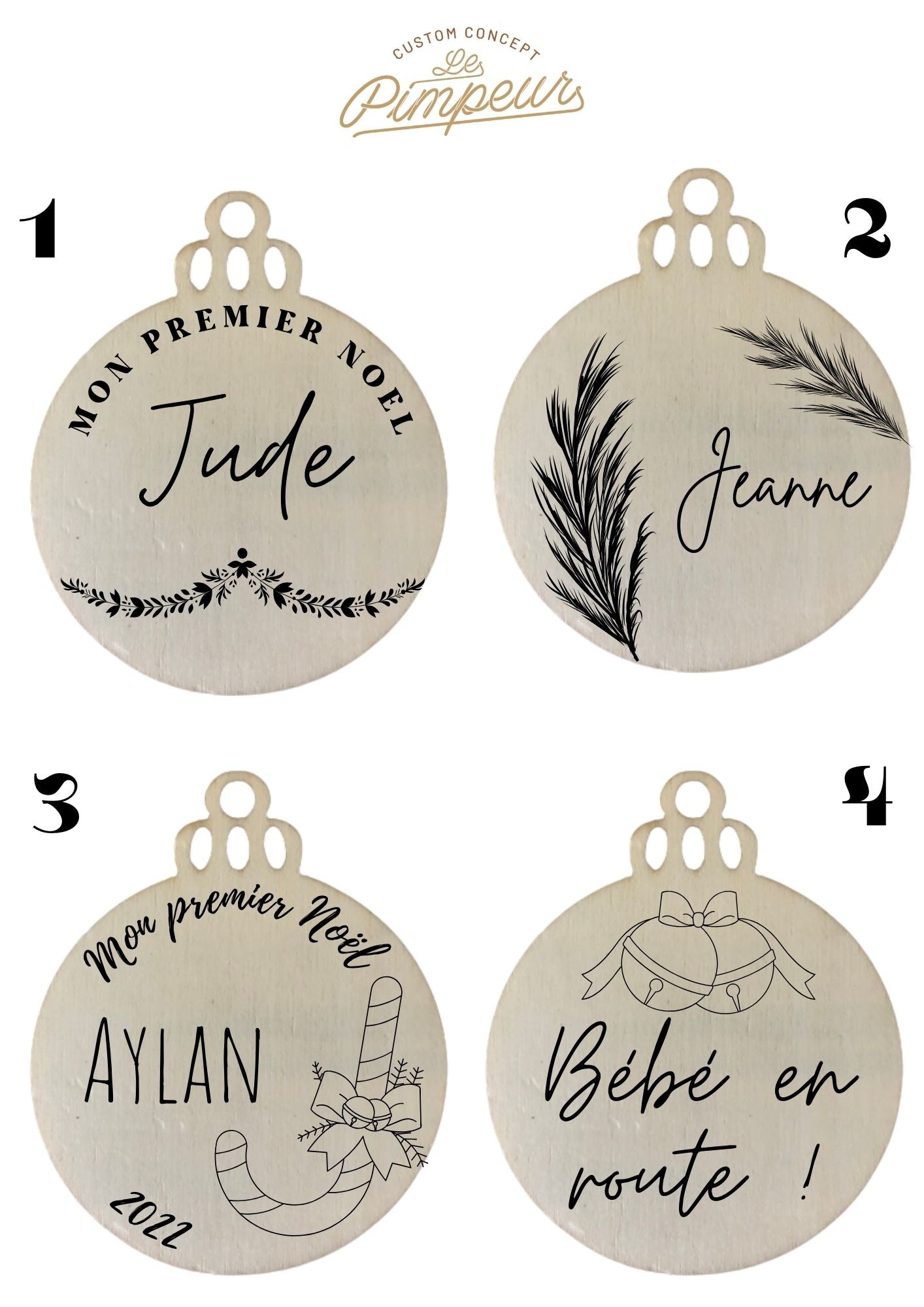 Boule de Noël personnalisé en bois