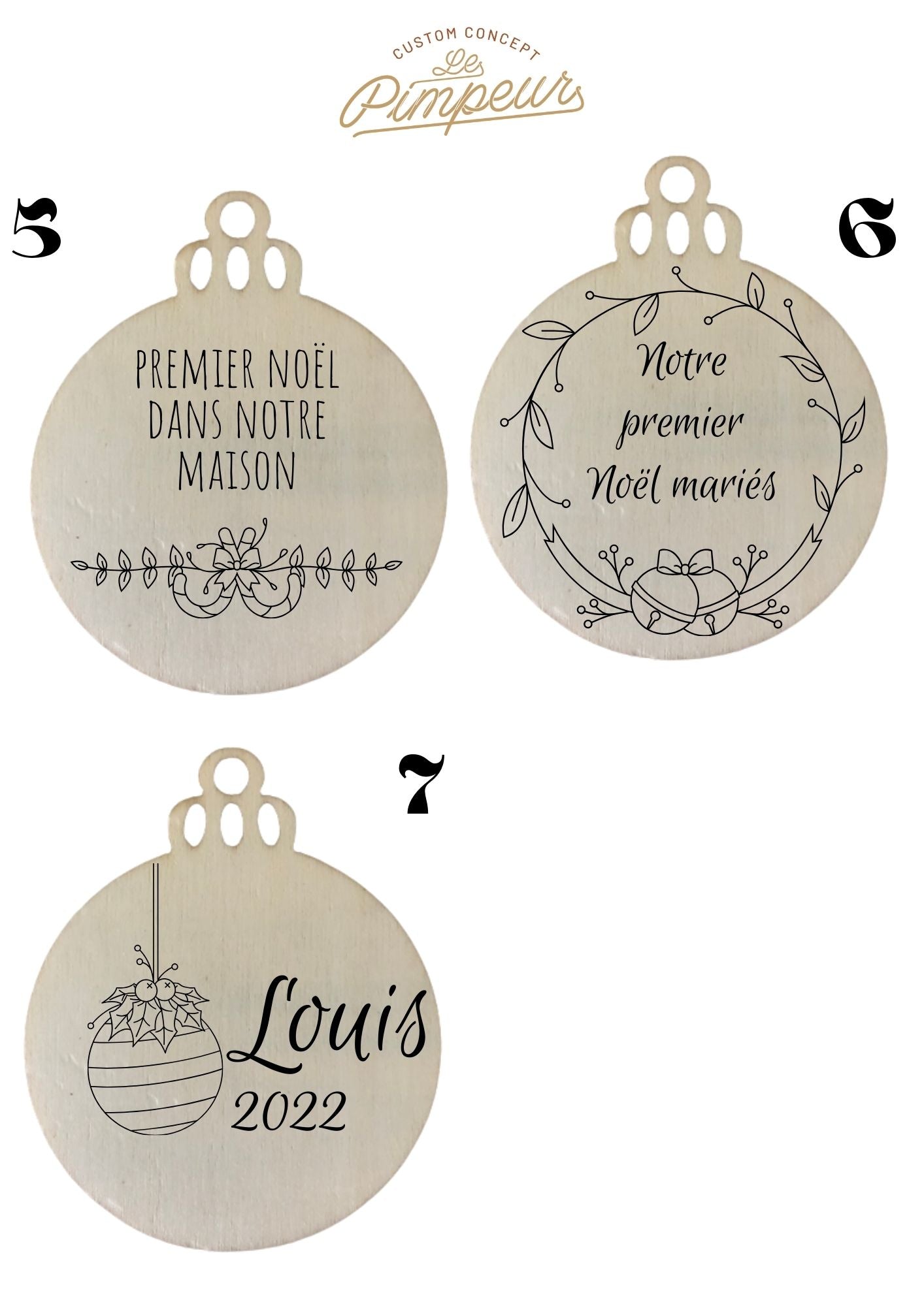 Boule de Noël personnalisé en bois