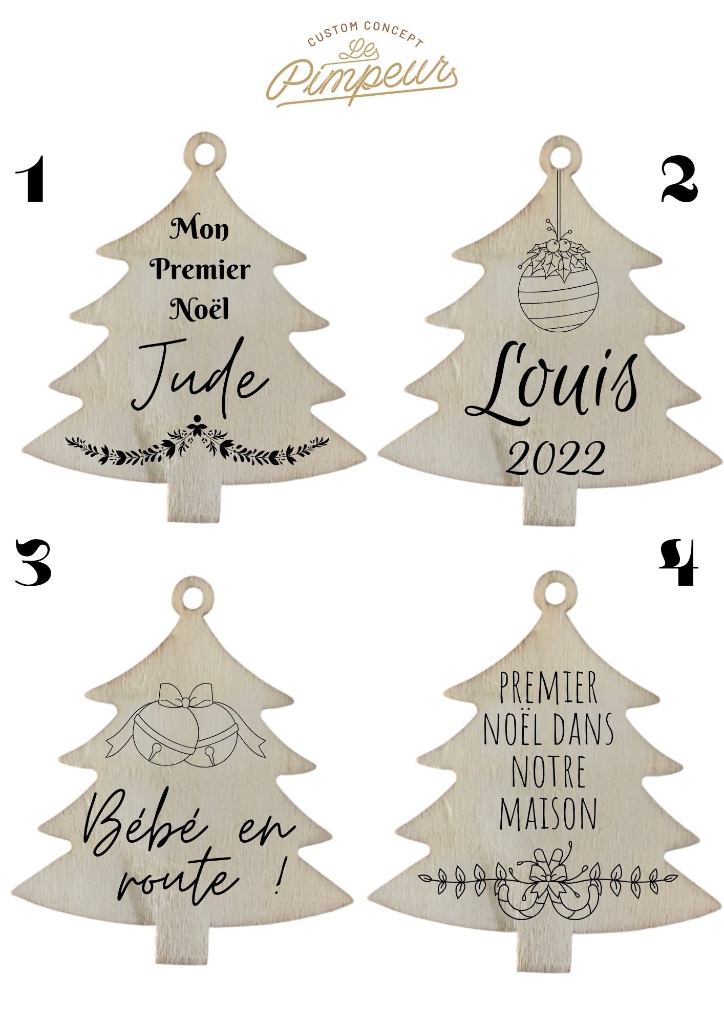 Boule de Noël personnalisé en bois