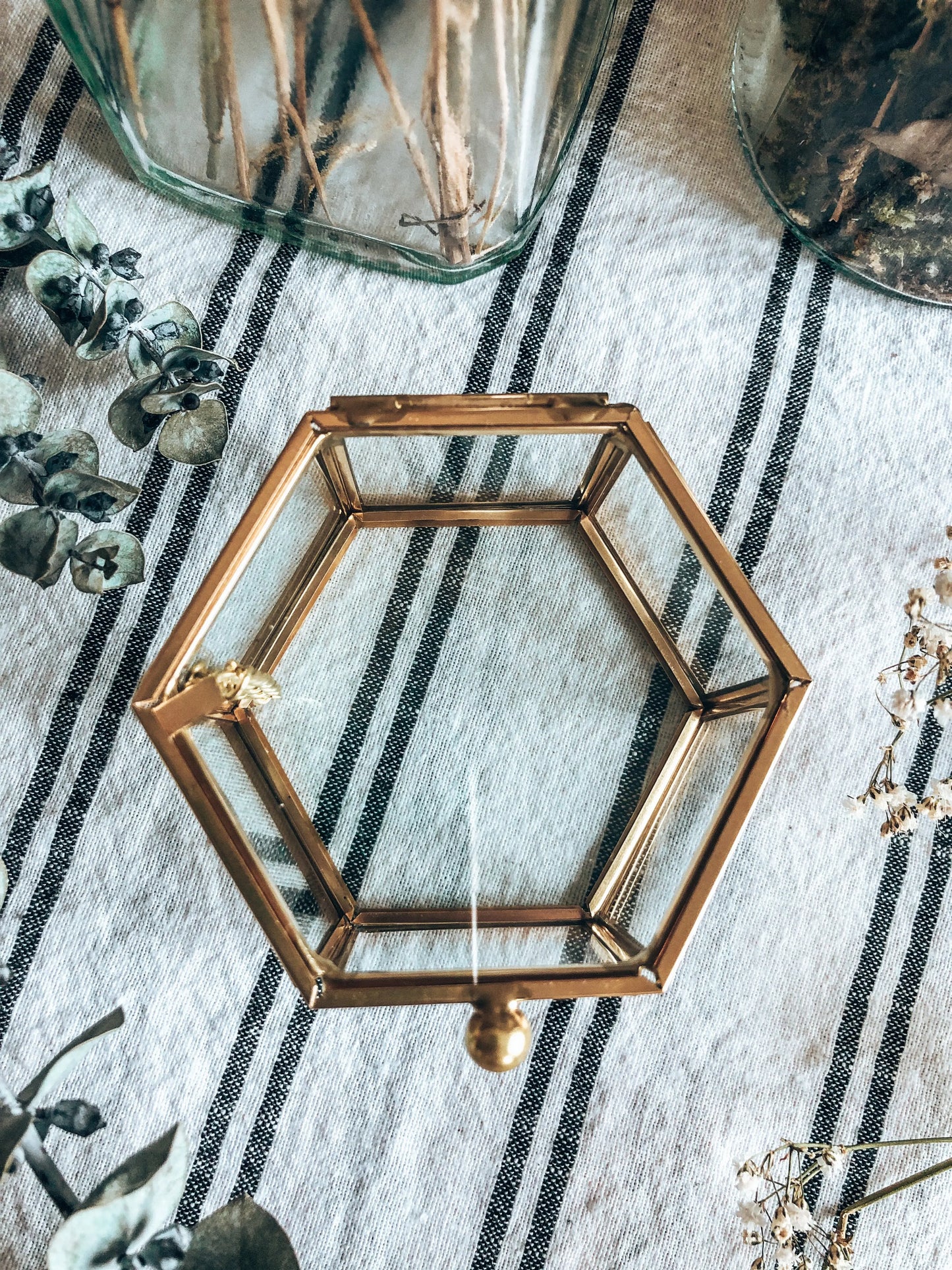 boite alliances hexagonale verre