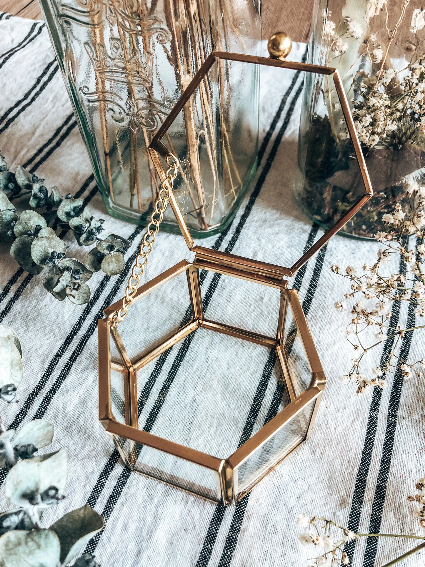 boite alliances hexagonale verre