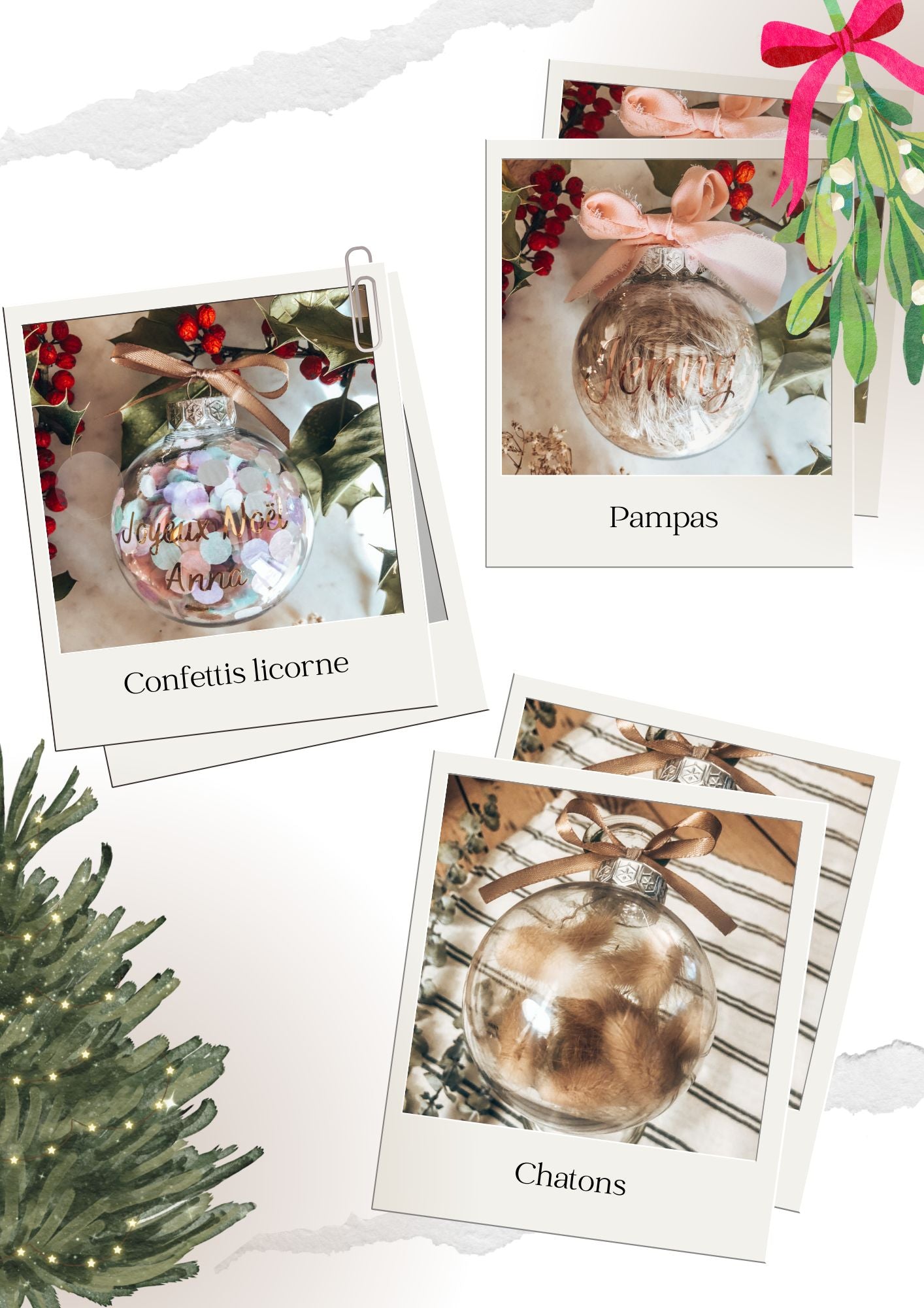 Boule de noël transparente personnalisée