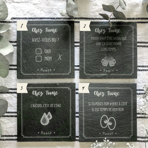 Dessous de verre en ardoise personnalisé Lespimpeurs Les pimpeurs cadeau original
