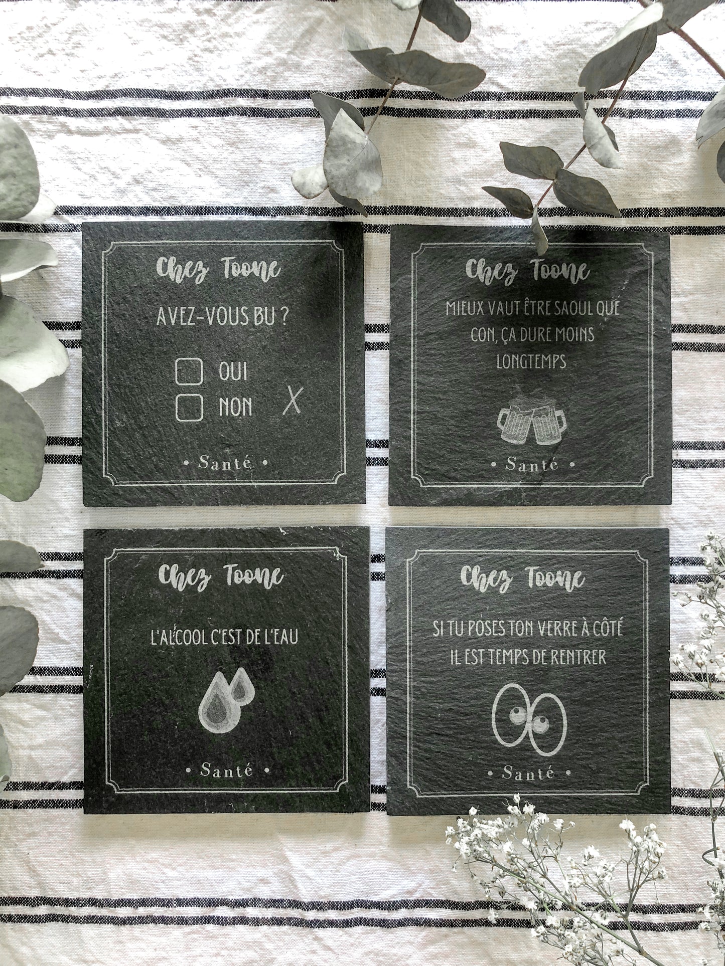 Dessous de verre en ardoise personnalisé Lespimpeurs Les pimpeurs cadeau original