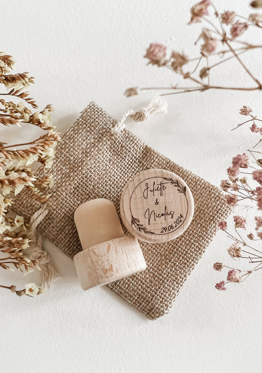 Bouchon de vin personnalisé cadeau invités mariage, baptême, événement