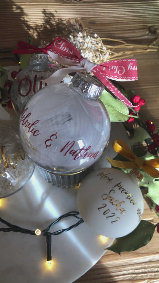 Boule de noël transparente personnalisée